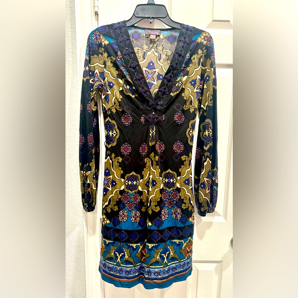 Hale Bob; long sleeve, silk, studded. Small